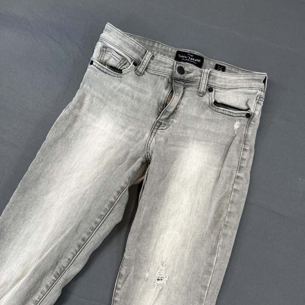 Lucky‎ Brand Sasha Super Skinny Jeans Womens 2 Gray Faded Ankle Zip Stretch Chic